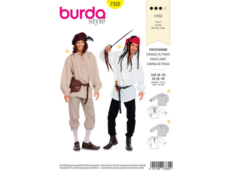 Burda 7332 Piratenhemd (48-58) 