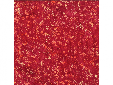 Baumwollstoff Bali rot Blumenranke apricot 