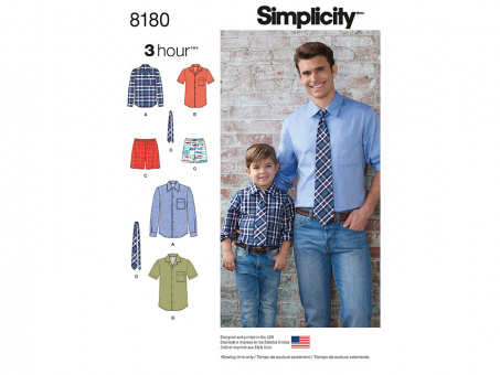 Simplicity 7932.A PG L Hemd, Boxershort & Krawatte S-XL 