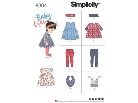 Simplicity 7967.A PG U Leggins, Kleid, Latz & Stirnb. XXS-L 