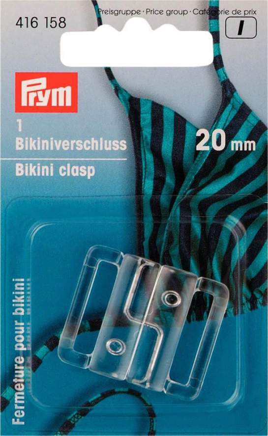Bikini- und Gürtelverschluss 20 mm transparent 