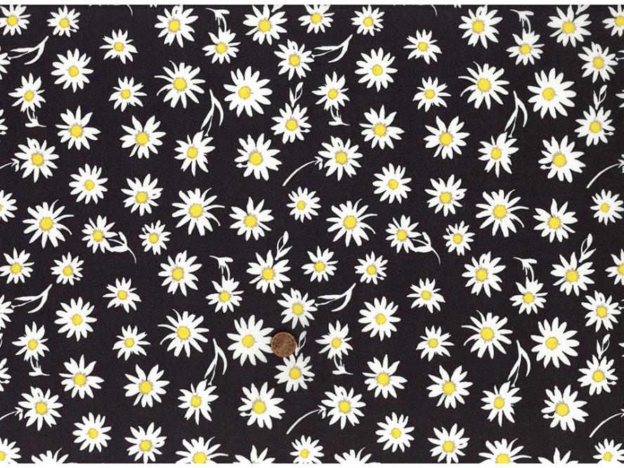Blusen-/Kleiderstoff Blume schwarz 