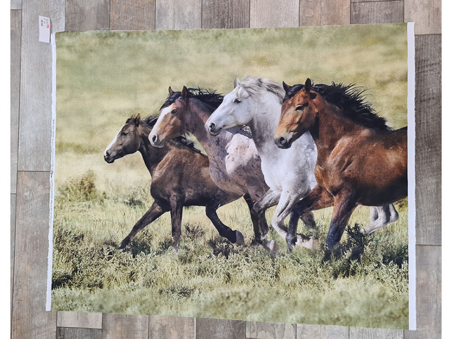Panel Baumwollstoff Pferde 0,90x1,10m 