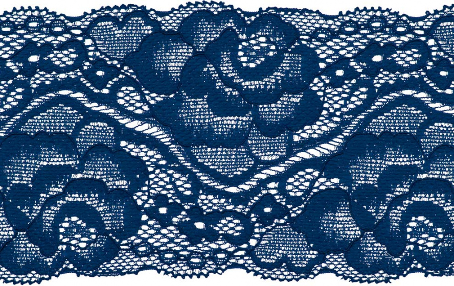 elastische Perlonspitze blau 90mm breit 