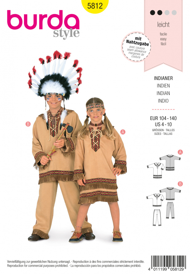 Burda 5812 Indianer (104-140) 