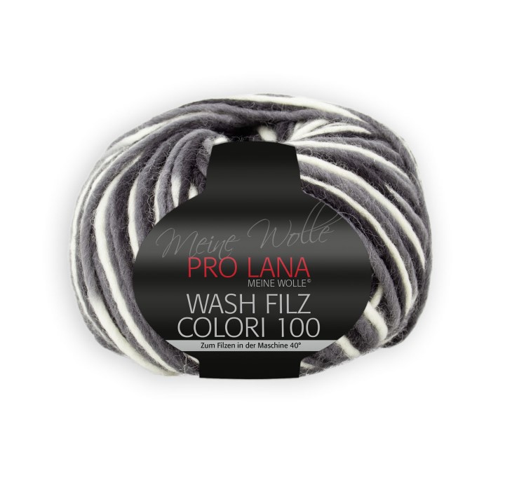 Pro Lana Wash-Filz colori 100 Farbe 708 schwarzgrauweiß 
