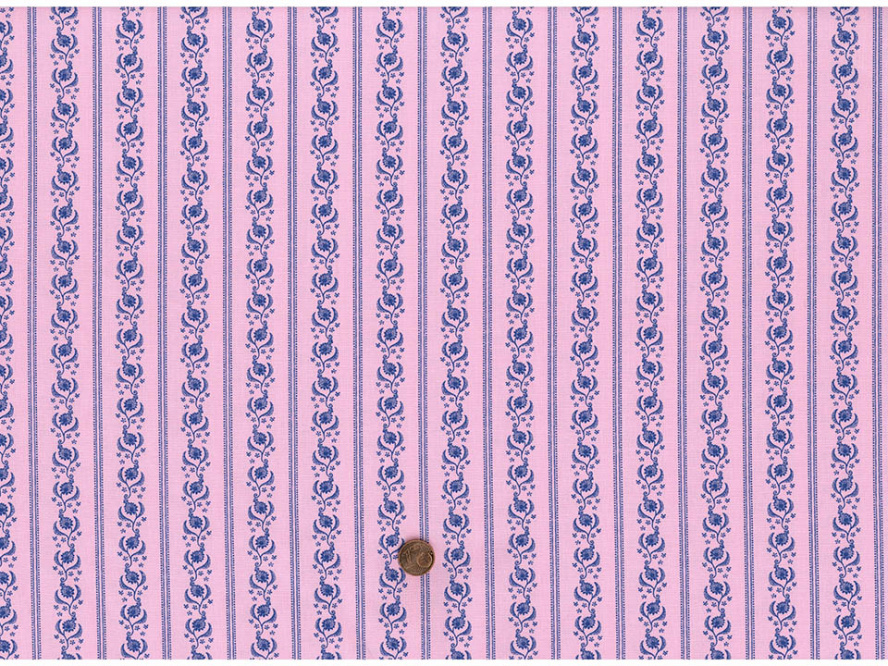 Trachtenbaumwollstoff rosa / blau 