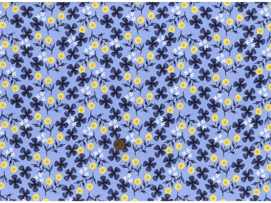 Jersey Blume / Kleeblatt gelb / blau 