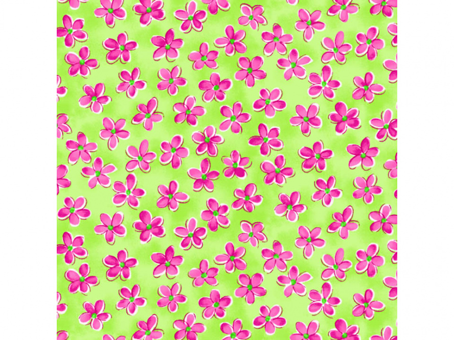 Baumwollstoff Blumen grün/pink 