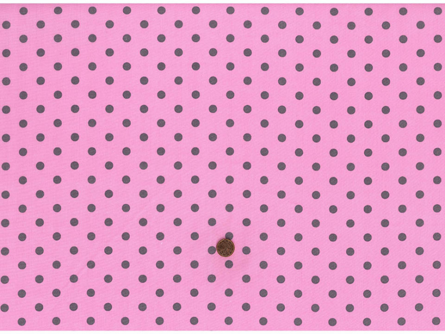 Baumwollstoff Punkte rosa / grau 