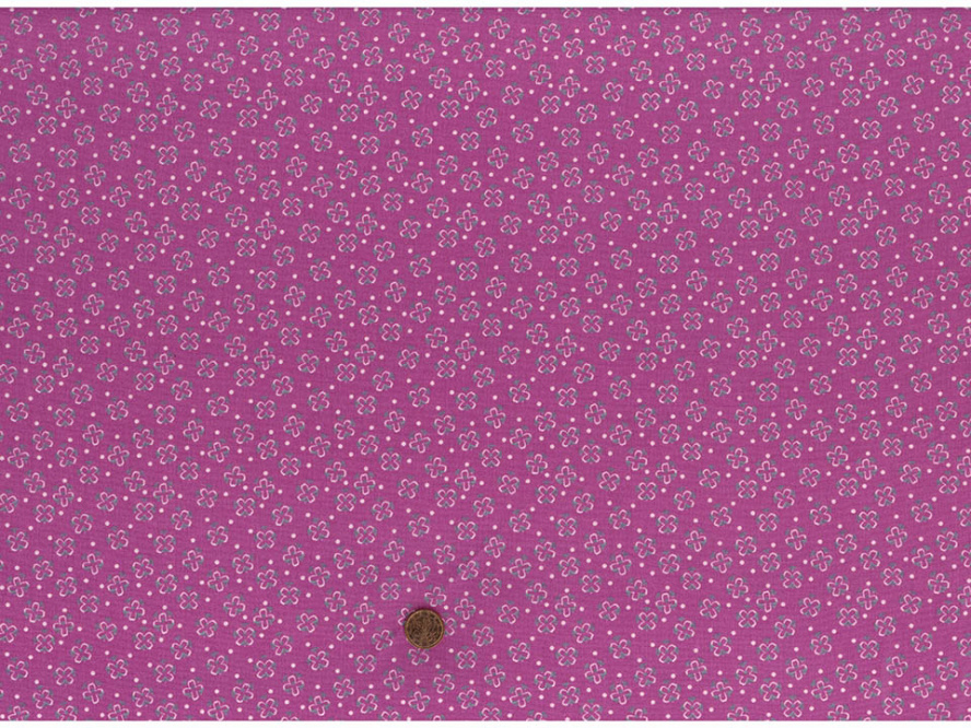 Baumwollstoff Blumen / Punkte pink 