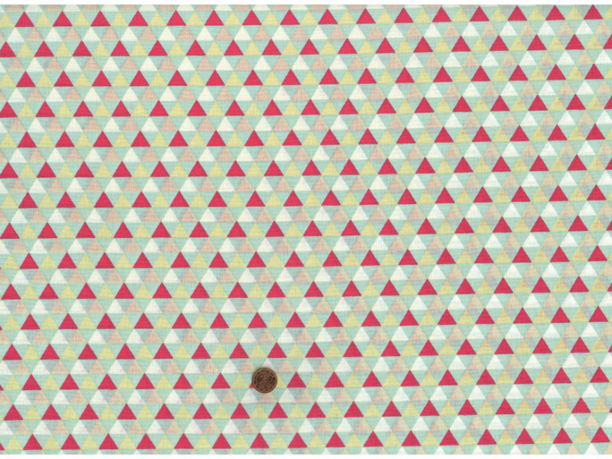 Baumwollstoff Dreieck mint/pink 
