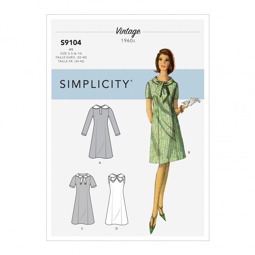 Simplicity S9104.H5 PG A Kleid Vintage 32-40 