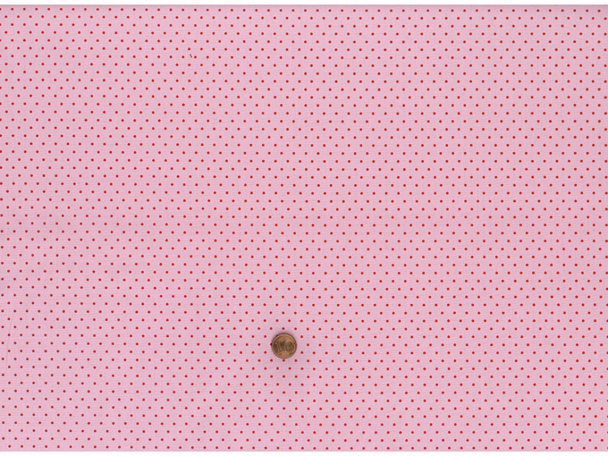 Baumwollstoff rosa mit roten Punkten Popeline Mathilda Punkte 