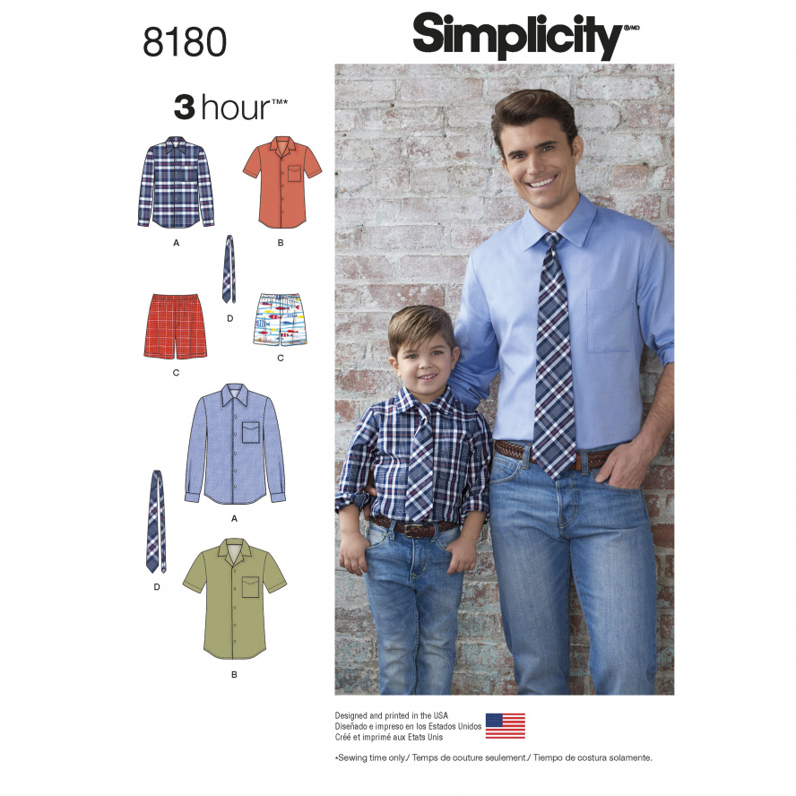 Simplicity 7932.A PG L Hemd, Boxershort & Krawatte S-XL 
