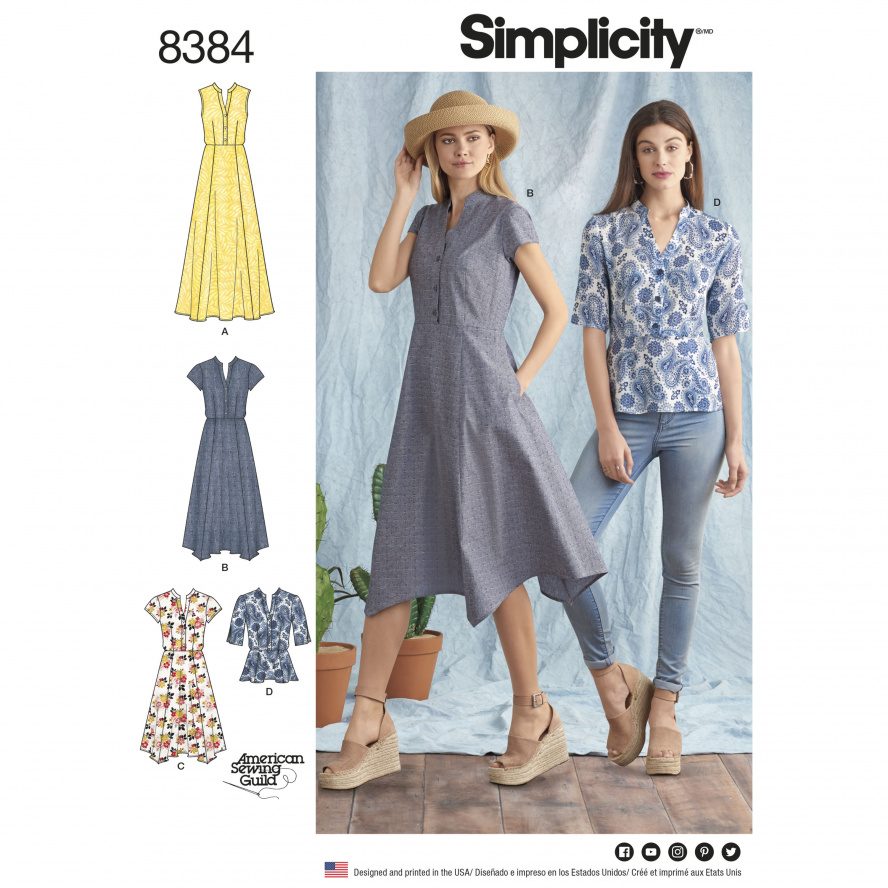Simplicity 7990.U5 PG A Kleid & Bluse 42-50 