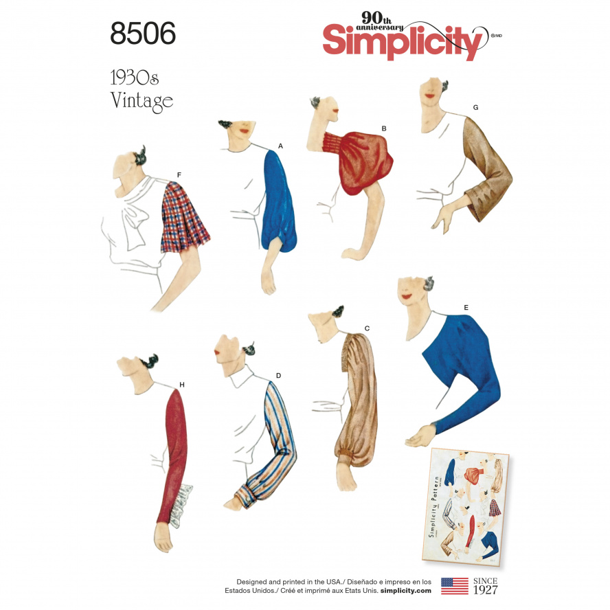 Simplicity 8506.A  PG D Ärmelvarianten Vintage 36-48 